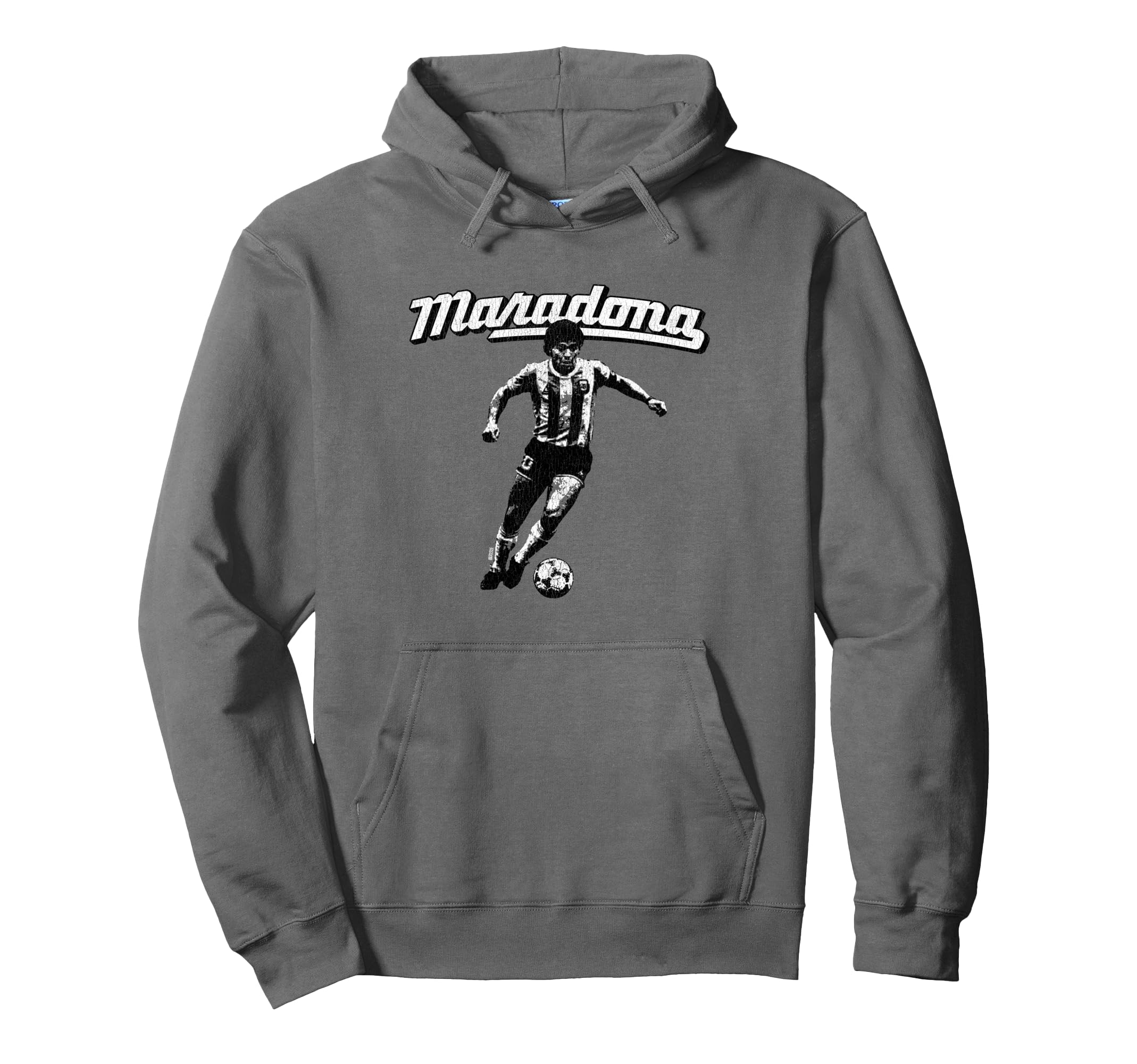 Distressed Diego Maradona Dribbling Hoodie - Graphic Print Men Women