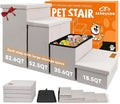 Dog Stairs with Storage 23" H, 4-Step Wider Dog Steps for High Beds Window, Folding Sturdy Pet Stairs Gift for Small/Medium/Large Old Dogs Cat, Ramp for Climbing Car Up to 200 lbs, Beige