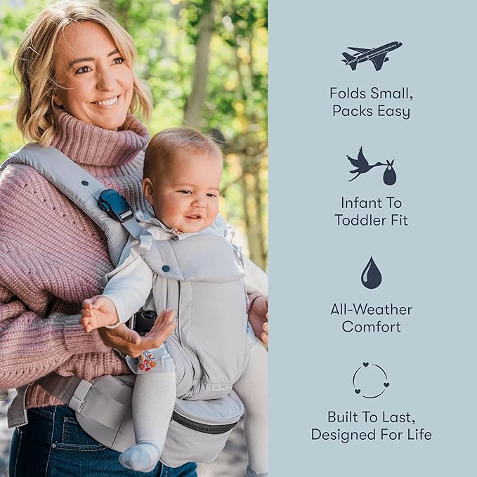 Colugo Baby Carrier - Baby Carrier Newborn to Toddler, Toddler Carrier, Adjustable, Lightweight, Breathable Carrier for Newborn to 33 Pounds (Cool Grey)