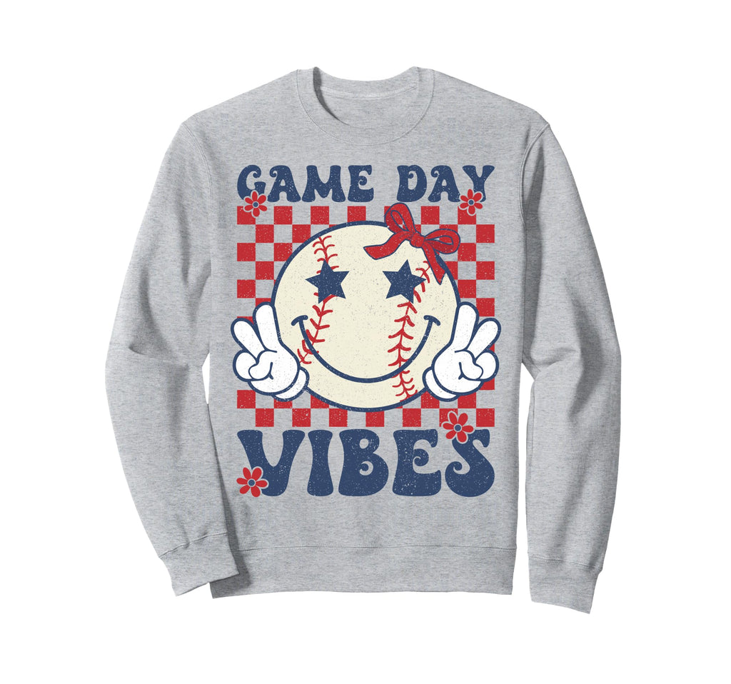 Game Day Vibes Coquette Bow Baseball Sweatshirt - Fun Novelty Design Unisex