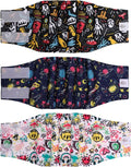 CuteBone Dog Diapers Male Washable Belly Band for Male Dogs Wraps Black 3pcs a Pack DM54M