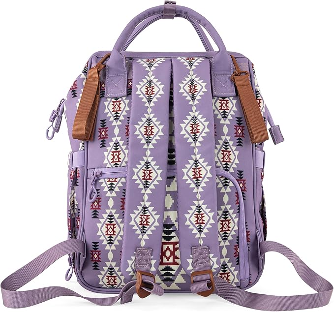 Wrangler Diaper Bag Backpack Aztec Travel Backpack Purses Western Multi-Function Baby Bags for Mom with Waterproof Insulated Pockets