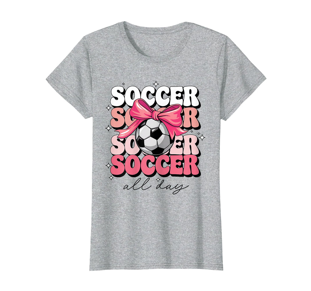 Groovy Soccer Coquette Bow Soccer T-Shirt - Streetwear Style for Adults