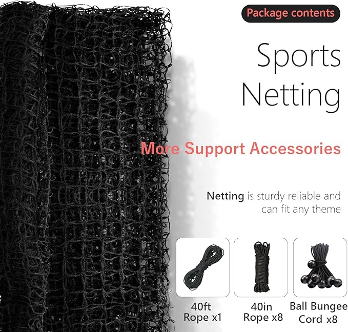 Storgem Baseball Softball Backstop Nets, Sports Netting, Sports Barrier Netting, Heavy Duty Sports Nets Netting Knotless for Playing Field, Backyard or Garage