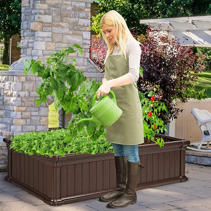 Giantex Raised Garden Bed, Planter for Flower Vegetables, Outdoor Plant Box Patio Backyard, Easy Assembly (48''Lx24''Wx12''H, Brown)