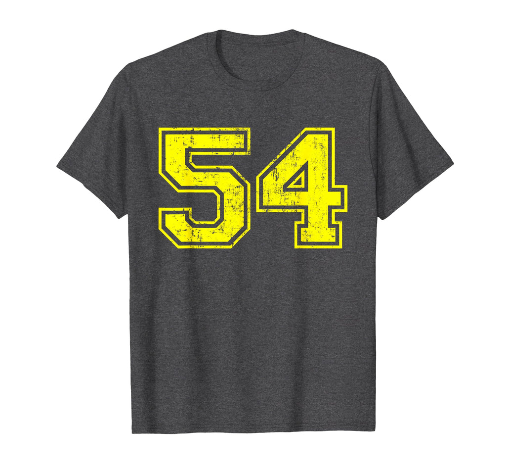 Number 54 Varsity Distressed T-Shirt - Casual Everyday Wear for Adults