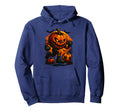 Happy Halloween Scary Pumpkin Showing Hoodie - Novelty Apparel for Adults