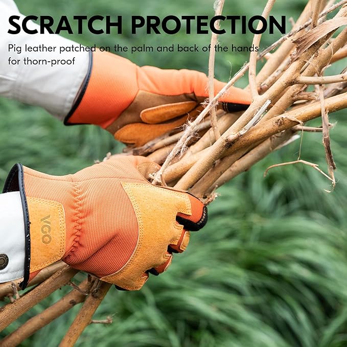 Vgo... 1-Pair Gardening Gloves Men, Safety Work Gloves, Puncture-proof, Thornproof, Touchscreen (SL7475)