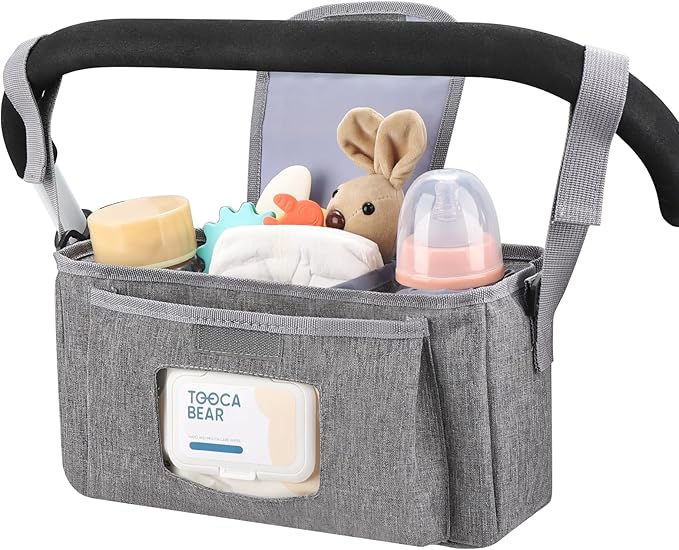 Accmor Universal Stroller Organizer with Insulated Cup Holder and Shoulder Strap, Stroller Bag Caddy Organizer Stroller Accessories for Uppababy, Baby Jogger, Nuna, Doona, Britax Strollers
