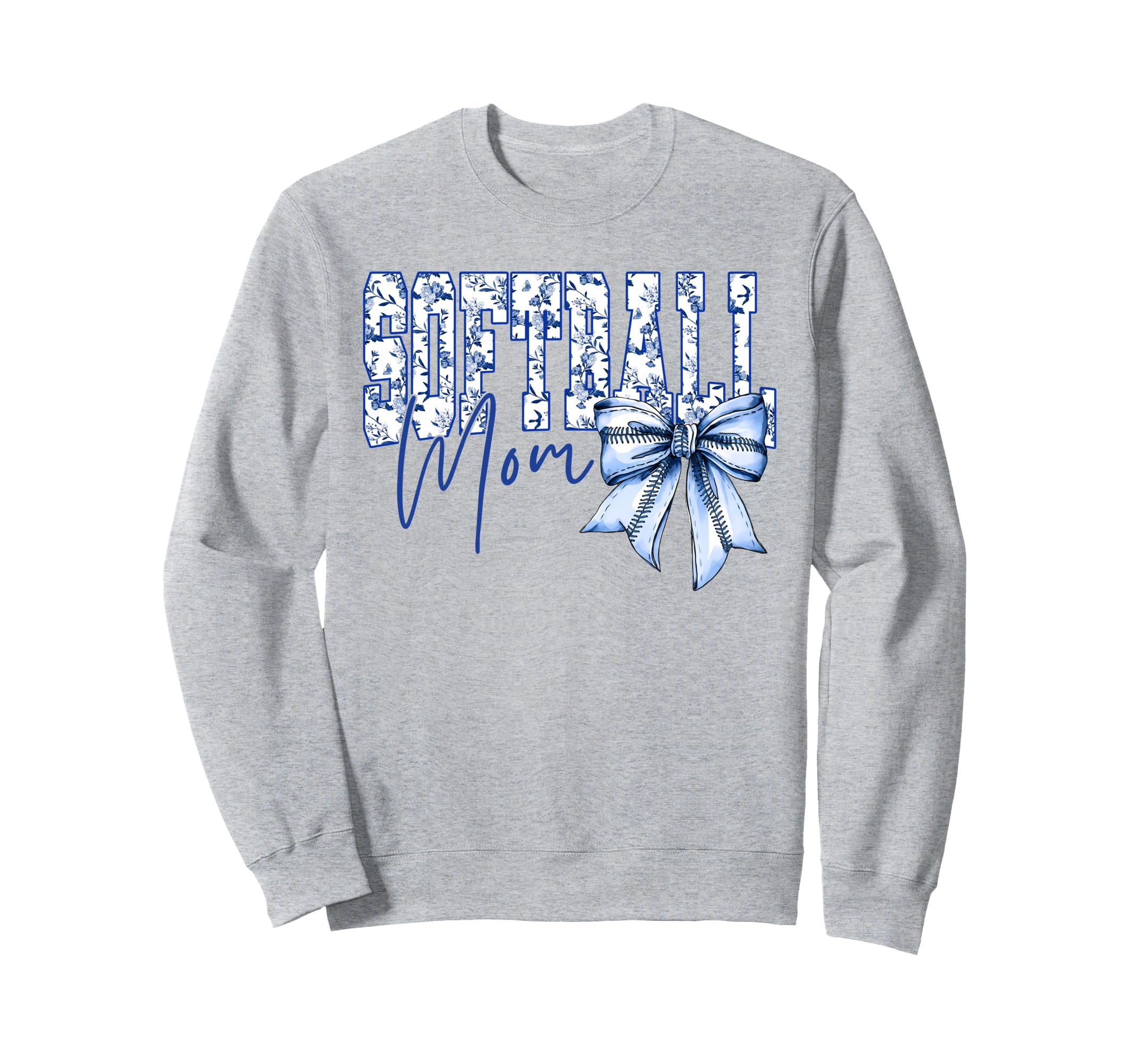 Floral Toile Blue Watercolor Sweatshirt - Graphic Print for Adults