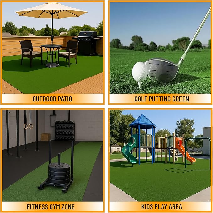 Ottomanson Artificial Turf Golf Hitting Mat 3' x 22' Indoor/Outdoor Waterproof Synthetic Fake Grass for Putting Practice Baseball Football Sports Gym Backyard, Custom Size 2' up to 30'