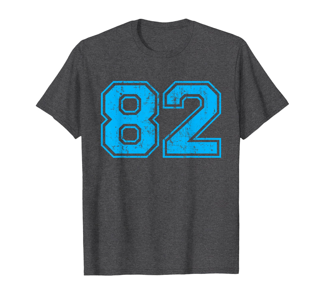 Number 82 Varsity Distressed Sport T-Shirt - Fun Novelty Design for Adults