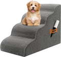 Romrol Dog Stairs Ramp for High Beds Couches, 33D High Density Foam Pet Steps with Durable Non-Slip Waterproof Fabric Cover, Dog Stairs for Small Dogs or Cats or Pets, 4-Step,Grey