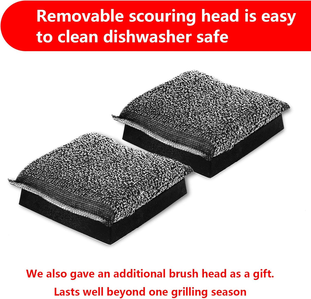 Grill Brush Bristle Free,Unique Steel Fibers Pad [Safe & Efficient] Perfect for Any Grill/Flat Tops Griddles - with 1 Replaceable Cleaning Head - Safe Grill Brush for Outdoor Grill