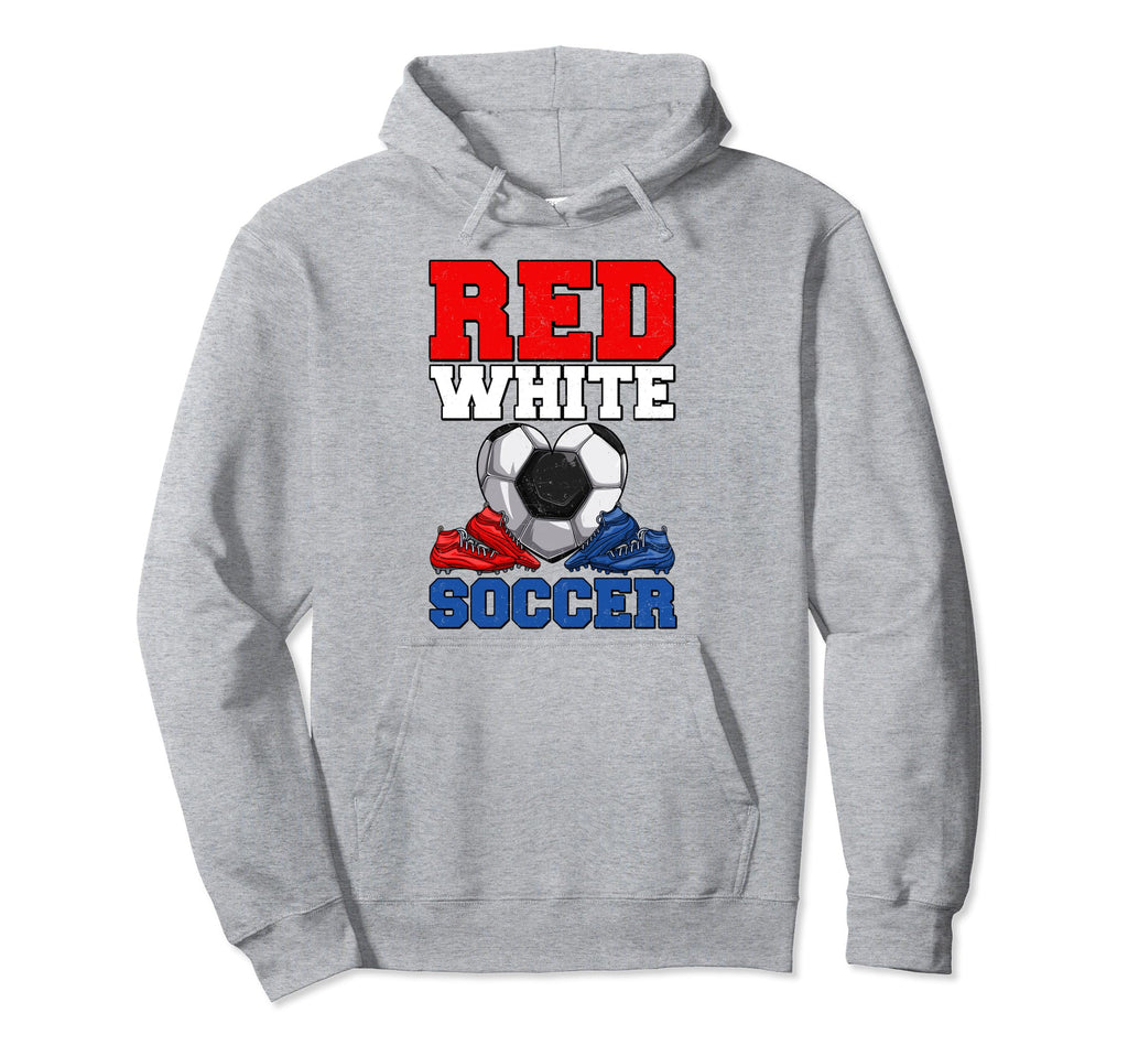 Red White Soccer Lover Usa American Hoodie - Streetwear Style for Adults