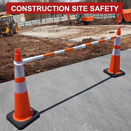 OrangeStar 6 Pack 36" Traffic Cones with Weighted Rubber Base, 2 Reflective Collars, Large Safety Cones for Parking Lot, Road Construction, Warehouse, Highway, Weatherproof PVC
