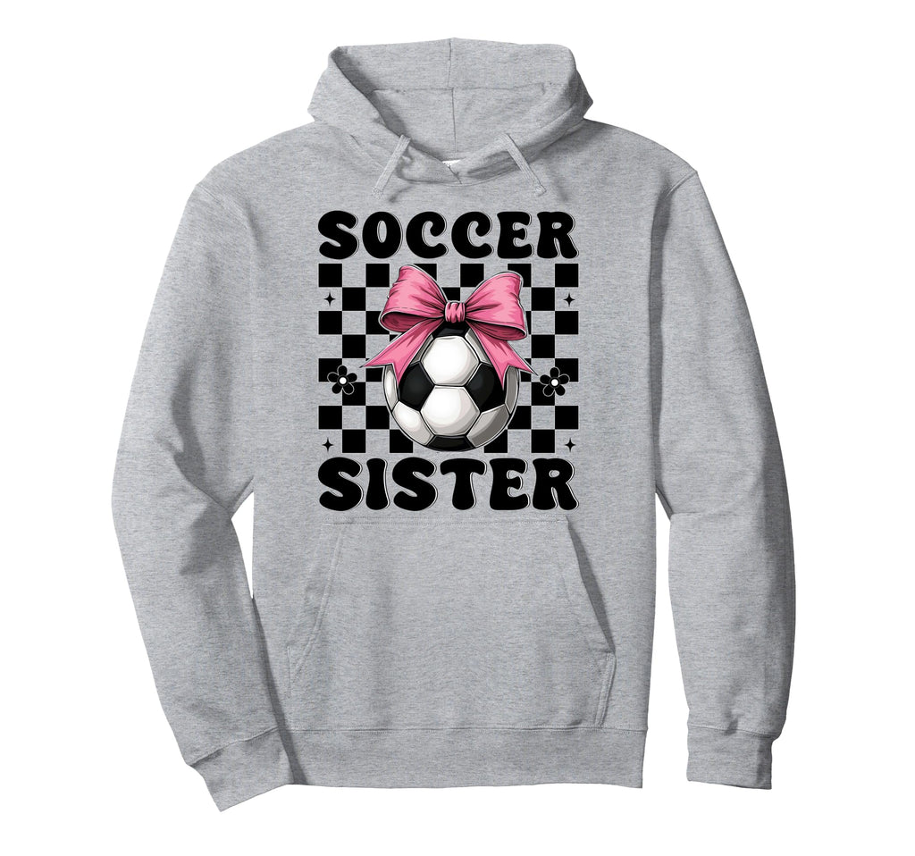 Soccer Sister Soccer Coquette Bow Hoodie - Custom Art Print Men Women