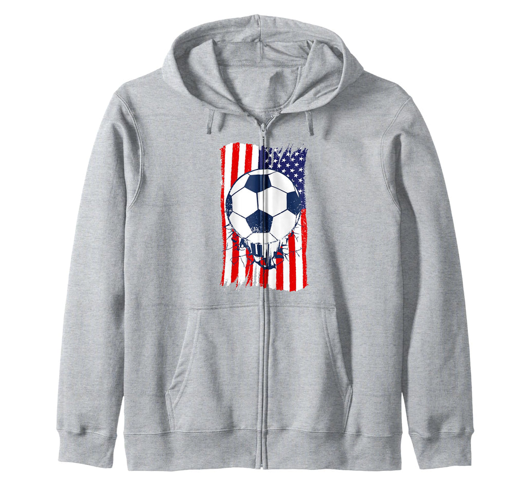 American Flag Distressed Soccer Sweatshirt - Unique Graphic for Adults