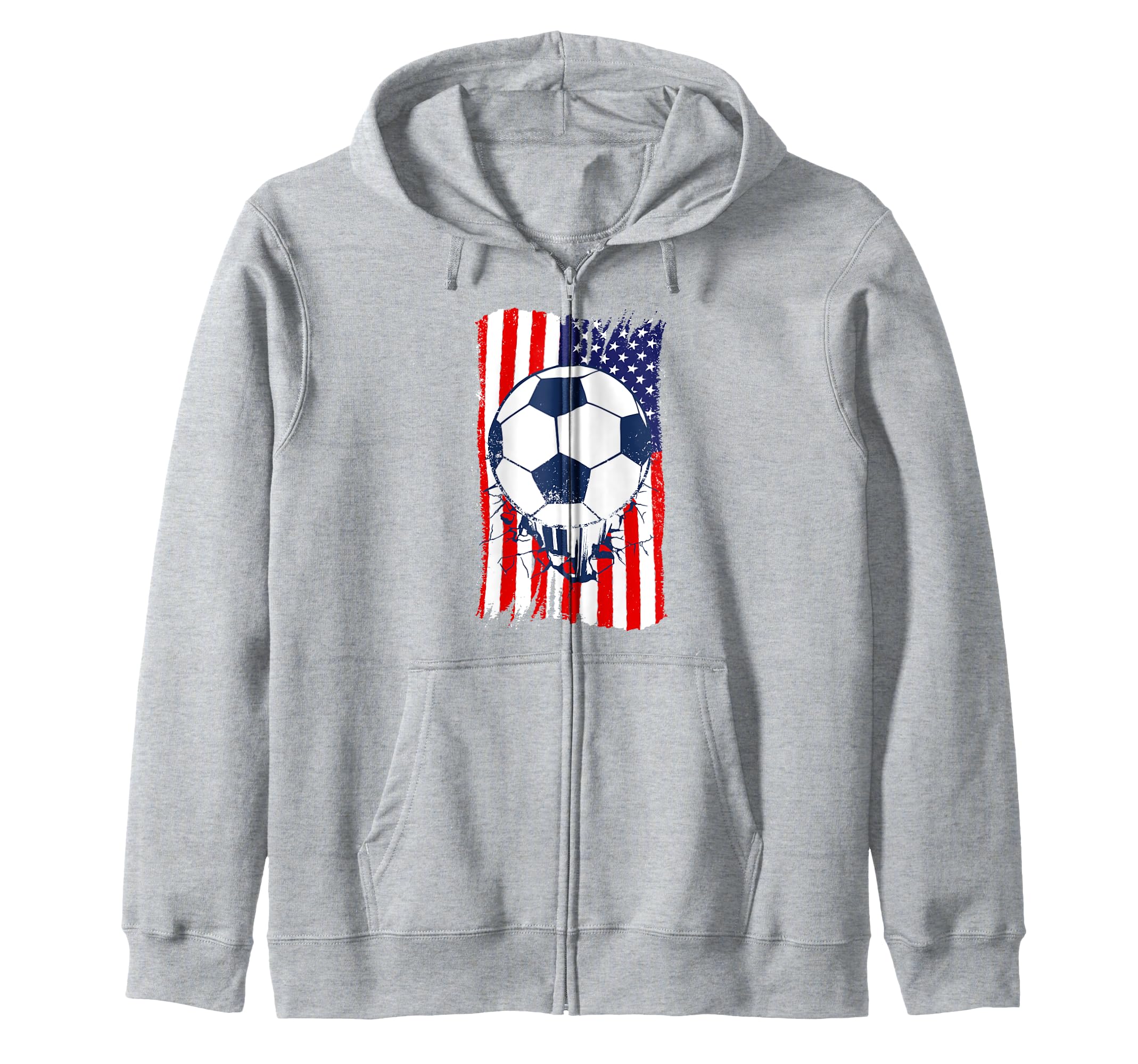 American Flag Distressed Soccer Sweatshirt - Unique Graphic for Adults