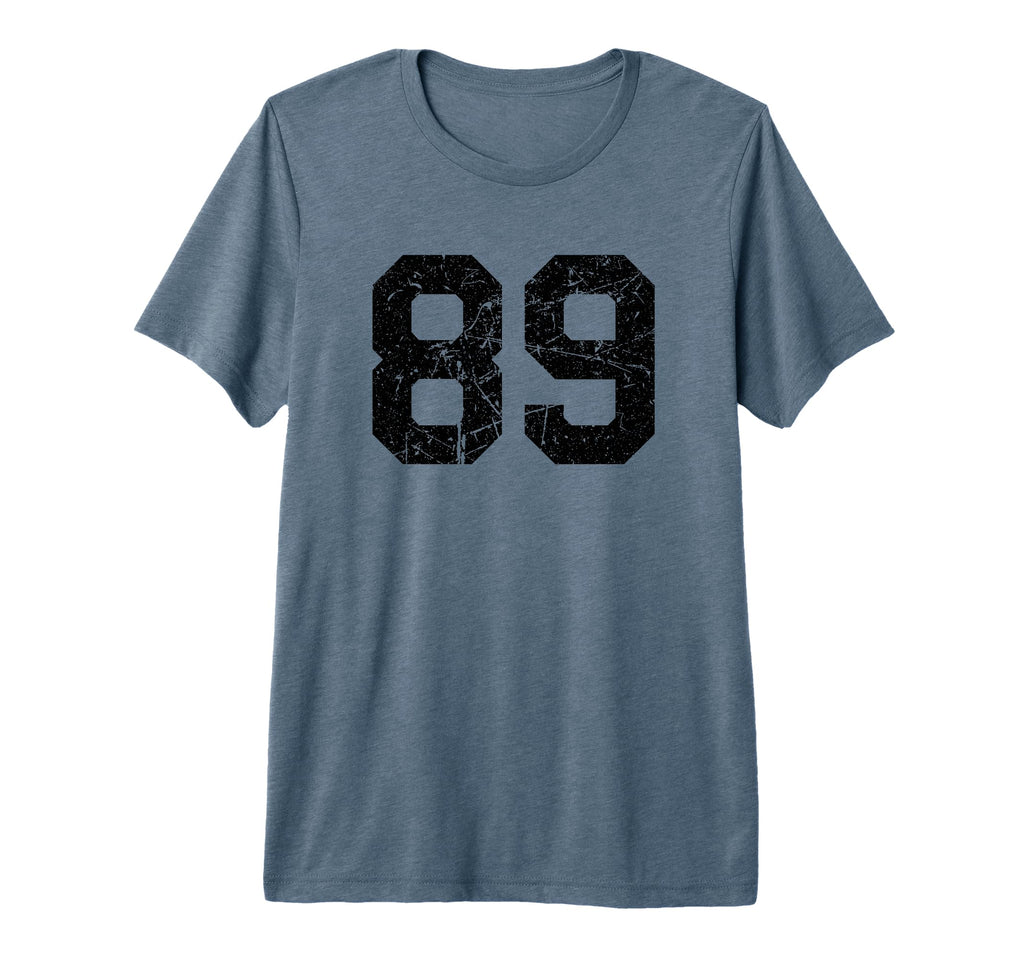 Sports Team Distressed Black Number 89 T-Shirt - Novelty Apparel Men Women