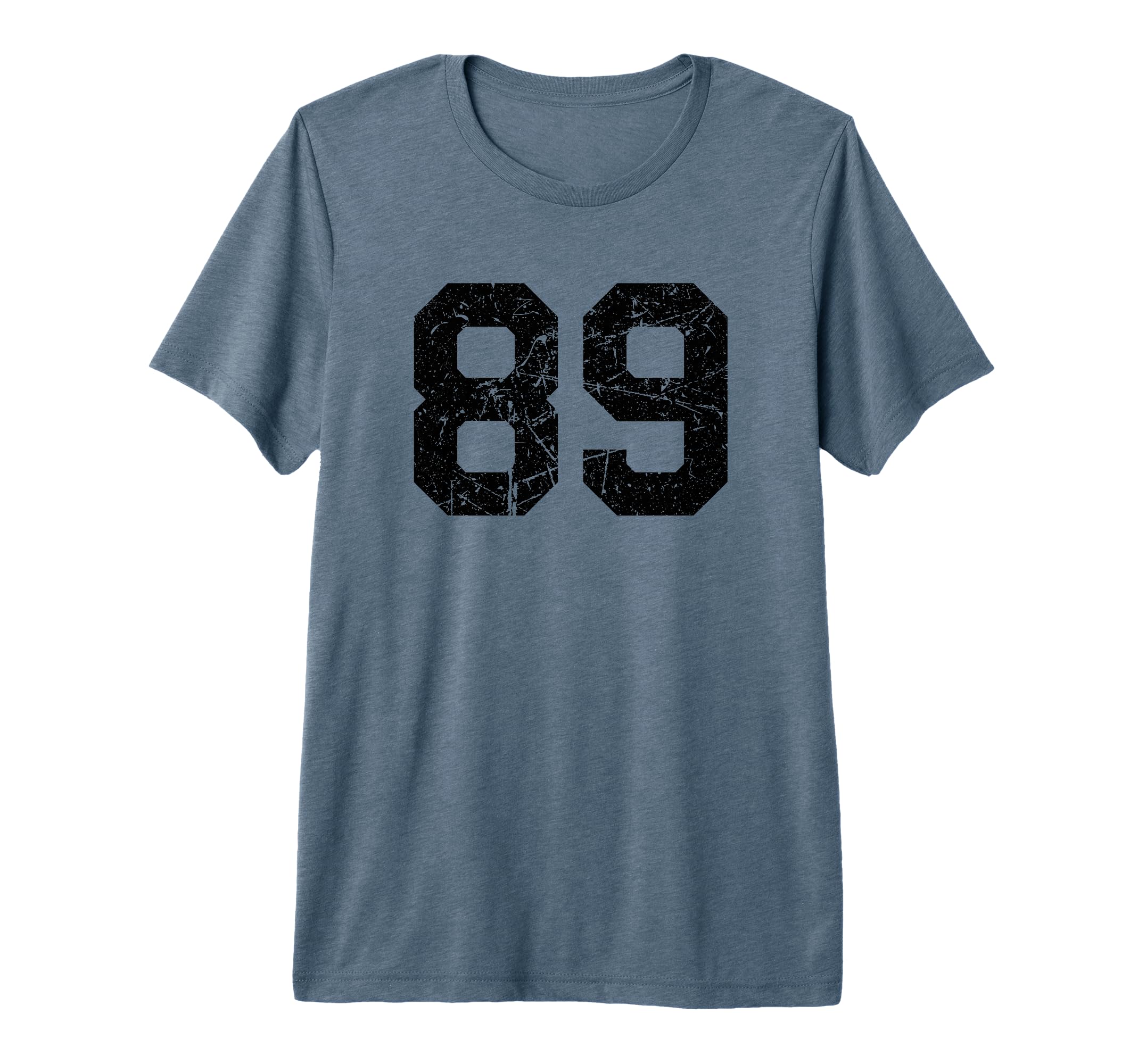 Sports Team Distressed Black Number 89 T-Shirt - Novelty Apparel Men Women