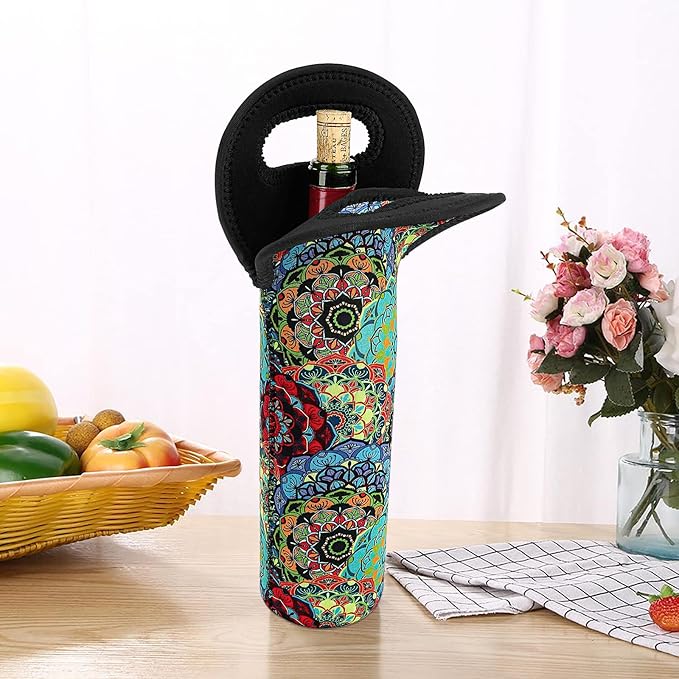 Wine Bag, Wine Carrier Tote Bag, Wine Bottle Protector, Insulated Neoprene Hand Bag, Wine Bags for Wine Bottles Gifts, Wine Bottle Holder for Travel with Secure Carry Handle (2 Pack)