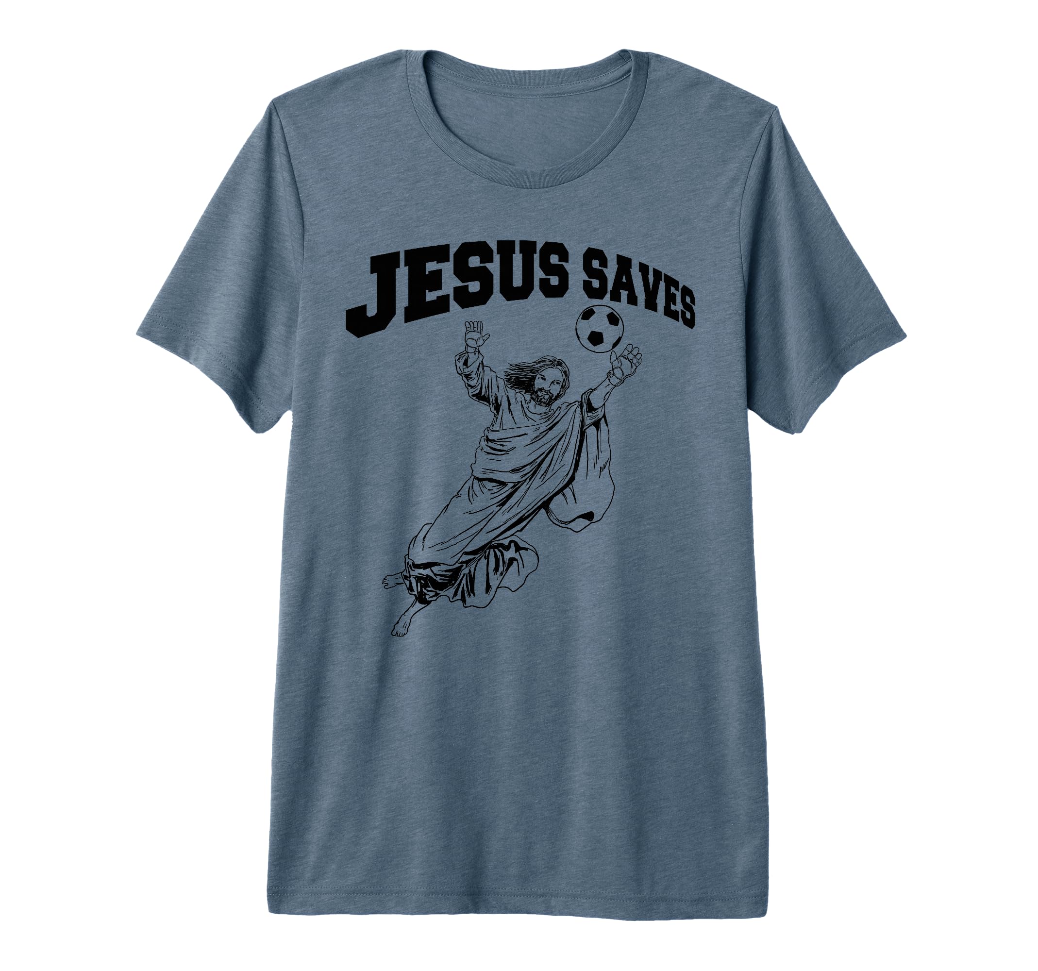Soccer Goalie Jesus Saves Tri Blend T-Shirt - Custom Art Print Men Women