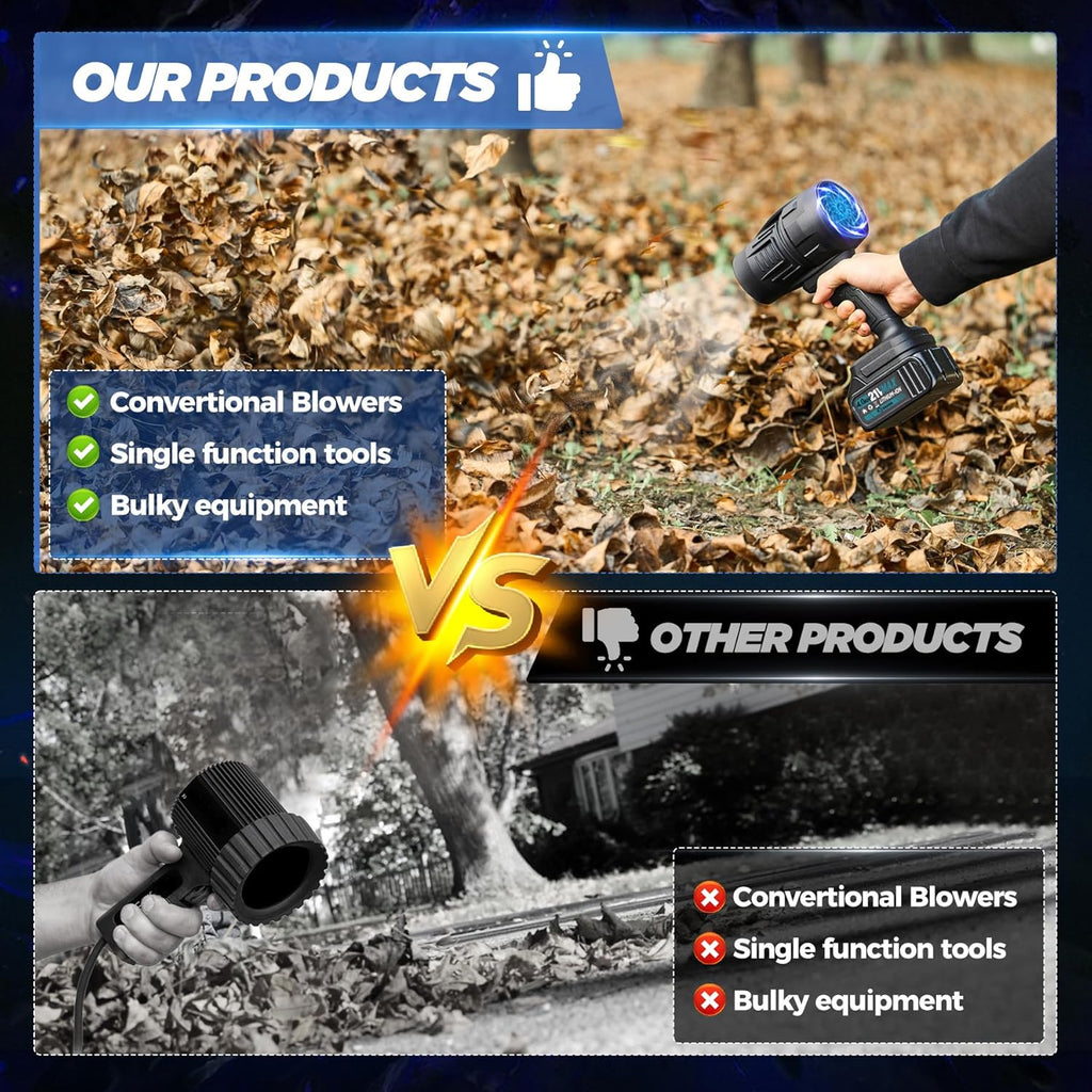 Saker Cordless Leaf Blower Portable Dust Cleaner Handheld Lightweight Blowers 180000 RPM with Adjustable Speed for Patio Cleaning, Drying,Camping Gift 2 Batteries BF170 Black