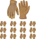 HANDLANDY Leather Work Gloves for Men & Women, Reinforced Durable Garden Gloves, Cowhide Working Glove for Gardening