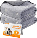 LOOBANI Washable Pee Pads for Dogs, Fast Absorption Reusable Puppy Pads, Waterproof Whelping Mats, Non Slip Training Pet Playpen Mat for Floor, Dog Crate, Grey, 2 Pack 48 x 48 in