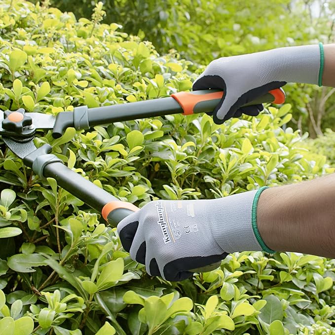 6-Paris XXL Work Gloves for Men and Women, Nitrile Coated Safety Protective Gloves with Grip, Ideal for Gardening, Warehouse, Mechanic, Light Duty Construction Work