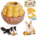 Dog Frozen Treats Toy, Cognitive Dogs Brain Stimulation Toys for Aggressive Chewers, Interactive Dispensing Toy Enrichment Keep Them Busy No-Boredom, Tough Nylon&Coffe Wood Fillable Puzzle Dog Feeder