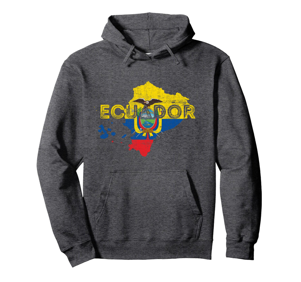 Ecuadorian Map And Flag Souvenir Distressed Hoodie - Unique Graphic Unisex