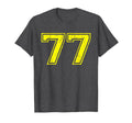 Number 77 Varsity Distressed Sport Team T-Shirt - Streetwear Style Unisex