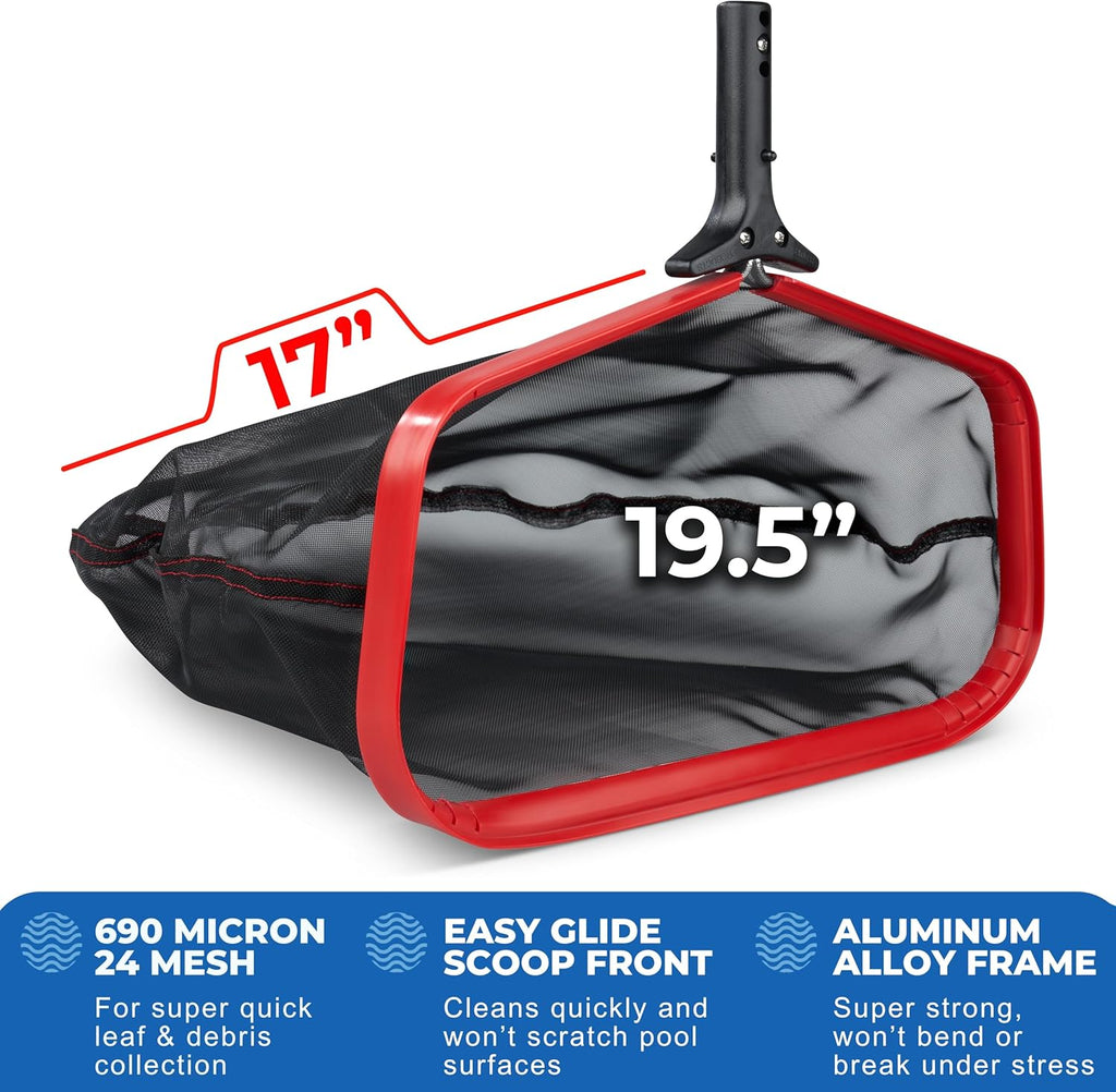 ProTuff 19.5" Fine Pool Net – 2 Year Unconditional Free Replacement – Cleans 3X Faster Than Vacuums – Wide Pool Skimmer with Deep Bag for Easy Maintenance – Skimmer Net for Leaves, Bugs & Other Debris