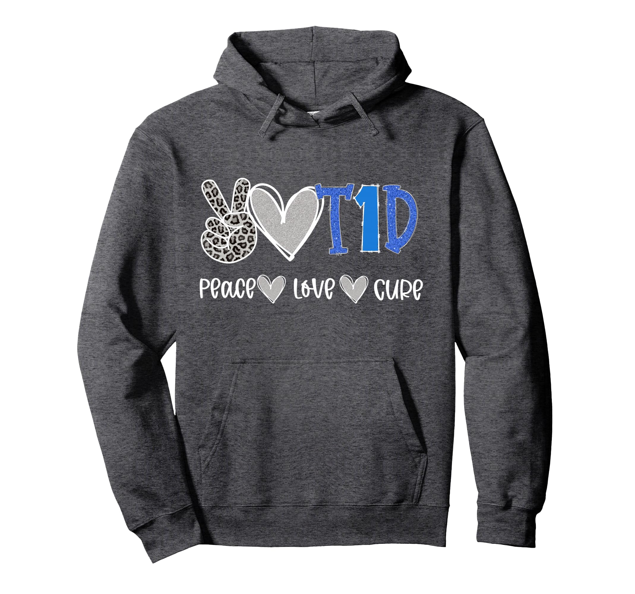 Peace Love Cure Type One Diabetes Awareness Hoodie - Graphic Print Unisex