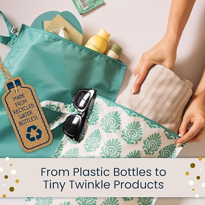 Tiny Twinkle Mess-Proof Waterproof Wet Dry Bag | 2-Pack Reusable Wet Bags for Swimsuits & Baby Clothes | Leakproof Wet Bag for Travel & Diaper Changes for Baby (Unisex Checkers)