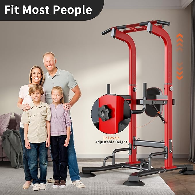 sogesfurniture Adjustable Dip Station & Pull Up Bar – Heavy Duty Calisthenics Workout Equipment for Home Gym, Multi-Function Fitness Training with Push Up Handles, Dips, Pull Ups & Push Ups