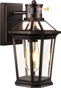 VIANIS Oil Rubbed Bronze Dusk to Dawn Motion Sensor Porch Light, Anti-Rust Aluminum Frame, Tempered Glass, 100% Weather Resistant, Easy Installation, Fits Standard E26 Bulbs