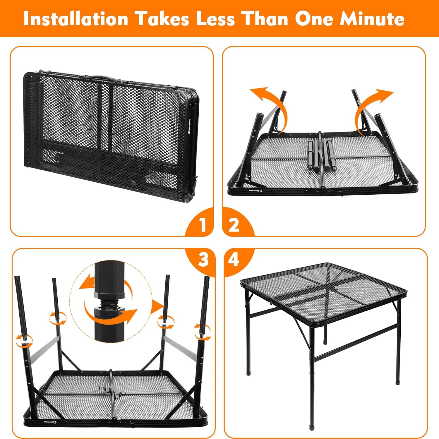 Square Folding Table, Easy for Storage, Compact and Portable Picnic Table for Grill, Outdoor Camping, Garden, Patio, Dining, BBQ, Party, Market and Card Table, 27.2 L×27.2W inches