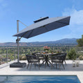 PURPLE LEAF Cantilever Umbrella 10FT Outdoor Double Top Large Offset Hanging 360° Rotation Heavy Duty Square Umbrella for Garden Patio Deck Pool Backyard Spectrum Denim