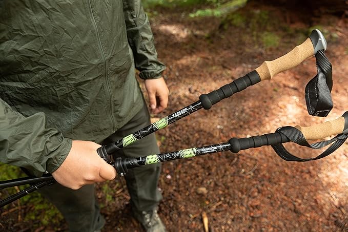 Cascade Mountain Tech Lightweight Aircraft-Grade Aluminum Trekking Poles with Extended Down Grip Plus Tip Kit