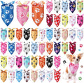 Abbylike 50 Pcs Paw Print Dog Bandanas Bulk Soft Triangle Scarves for Pets Party Costume Doggie Walking Photo Props Bibs for Pets Shops Adoption Events Halloween Party Gifts(25.6 x 17.7 x 17.7 Inch)