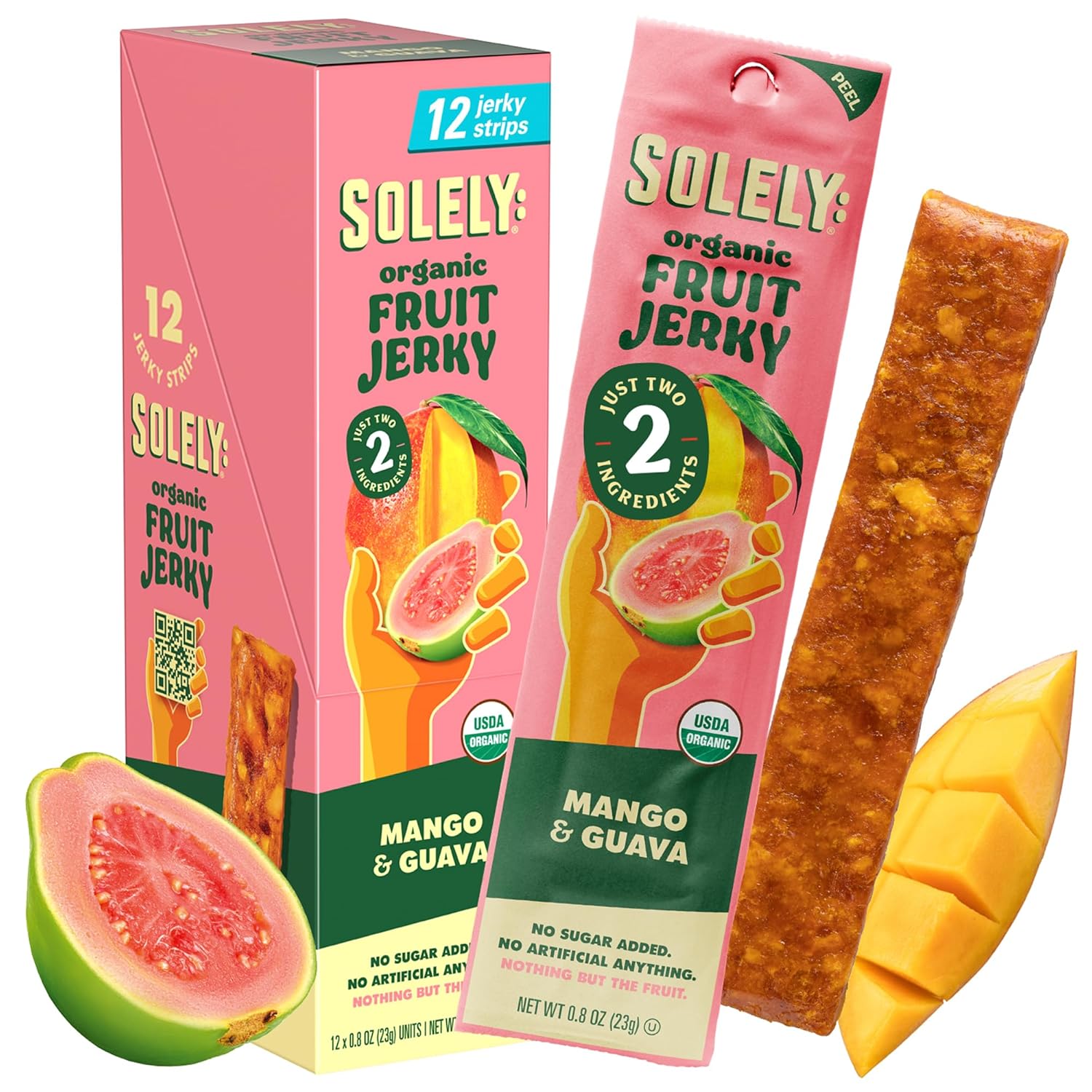 Solely Organic Mango & Guava Fruit Strips, 3.5 oz, Case of 8
