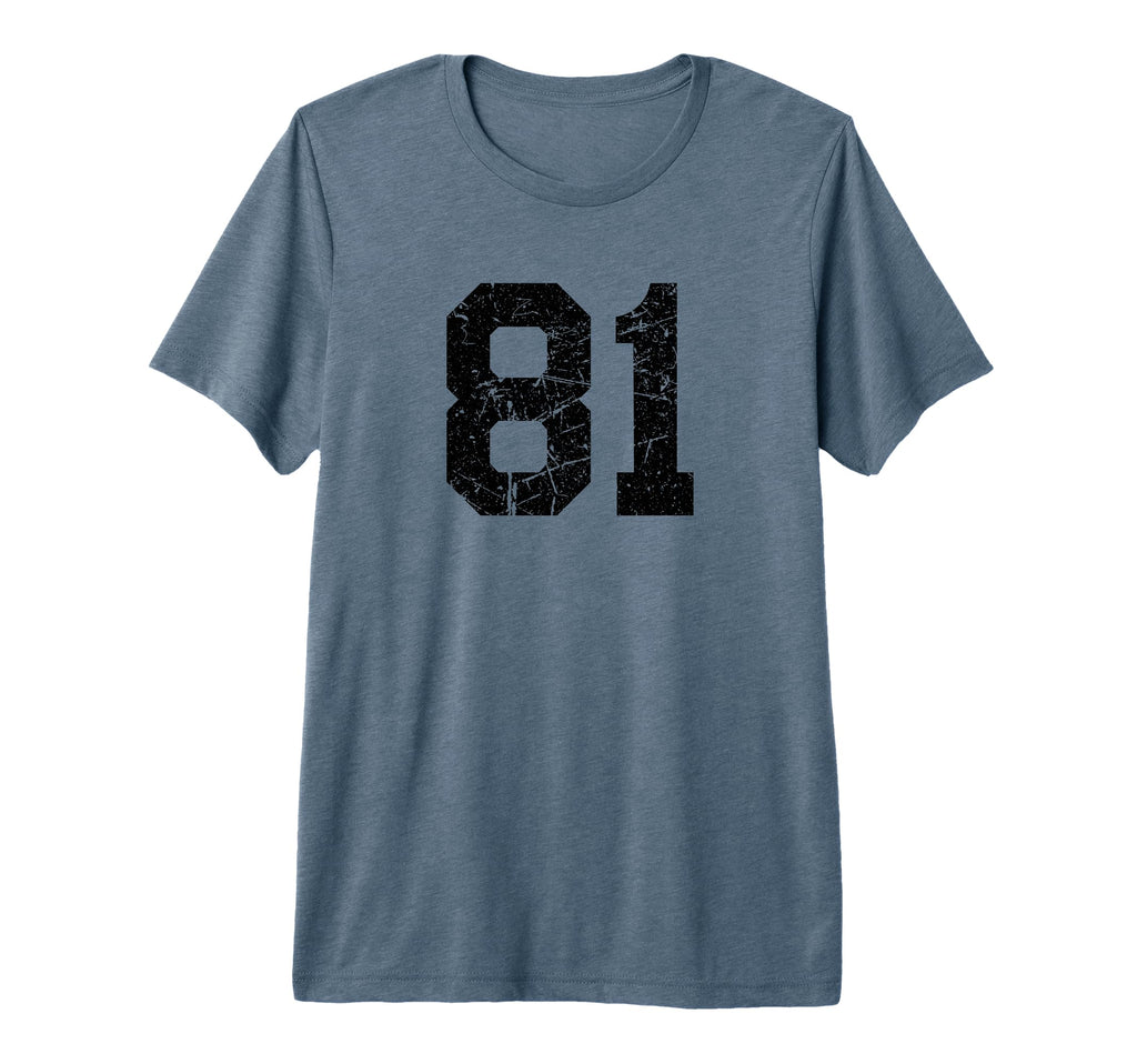 Distressed Sport Team Number 81 Tri Blend T-Shirt - Streetwear Style Unisex
