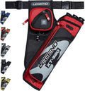 LEGEND XT320 Archery Quivers - Nylon Hip Quivers with 3 Arrow Tube Cases for Target Shooting - Adjustable Waist Belt, T-Slot, Storage Compartments for Accessories, Gear, Tools, Release Tab, Score Card