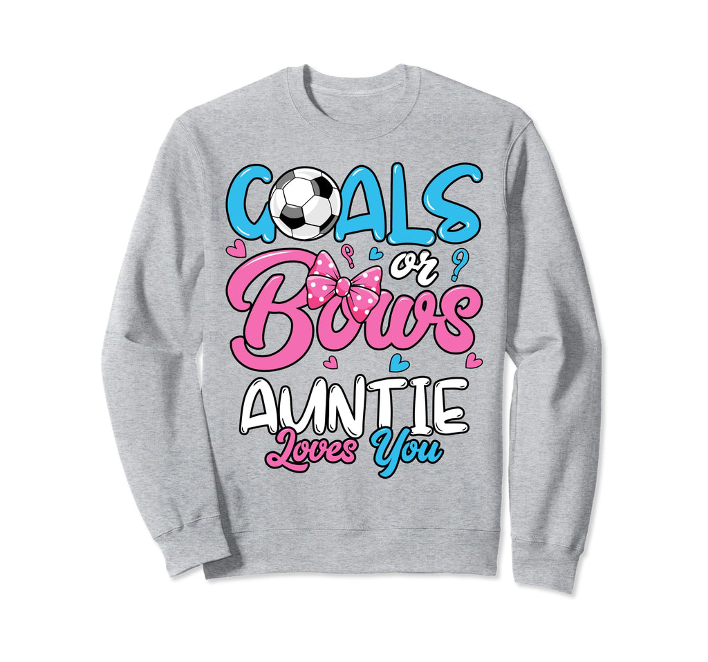 Gender Reveal Goals Or Bows Auntie Sweatshirt - Graphic Print Men Women