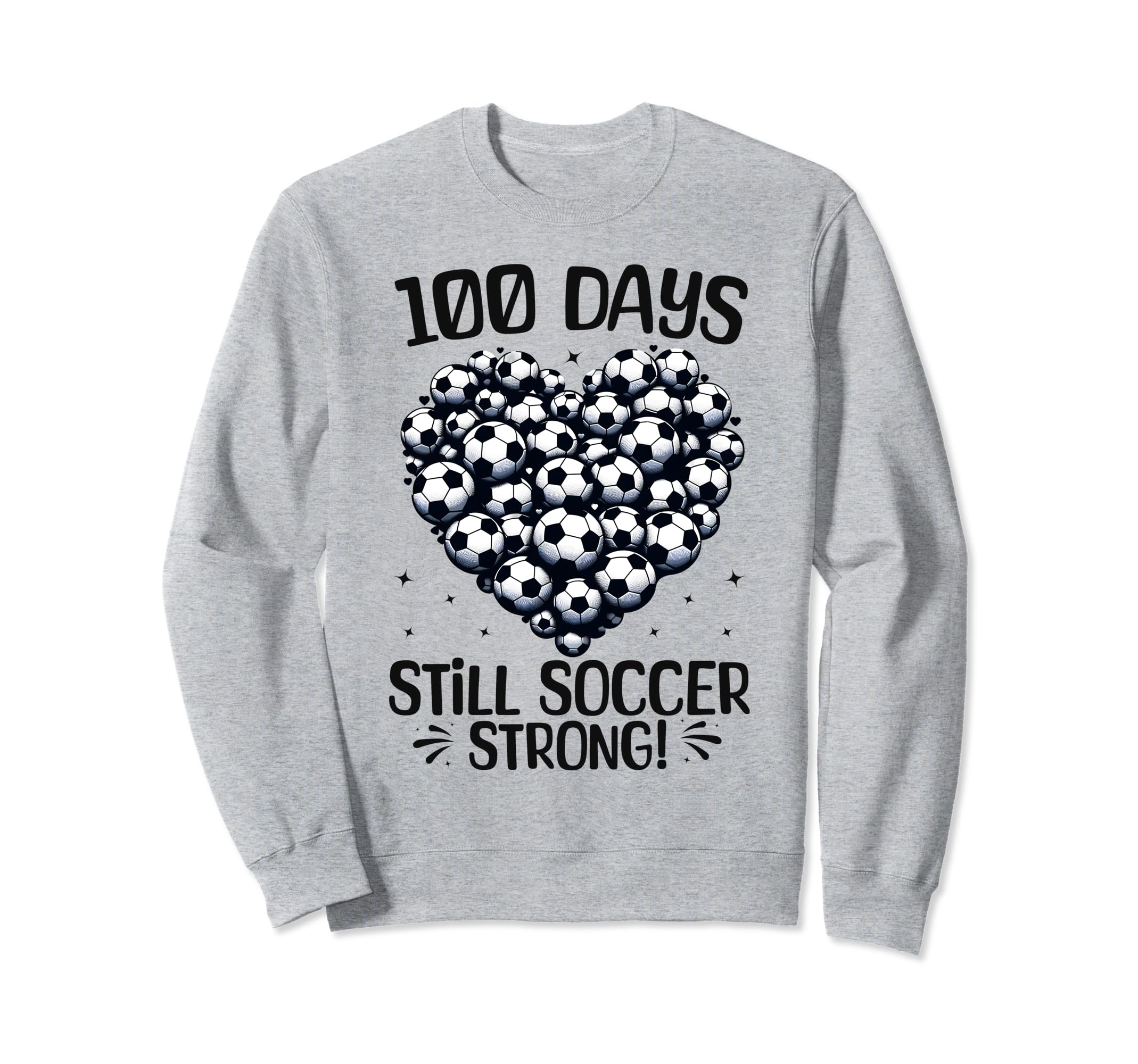 100 Days School Soccer Heart Love Sweatshirt - Graphic Print for Adults