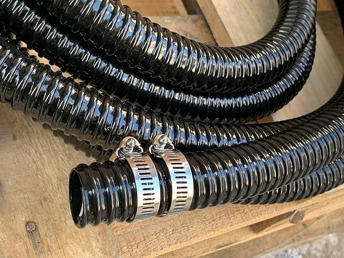 Sump Pump Hose 1 1/4 inch Id Pond Tubing Black Plastic Corrugated Strong Flexible Drain Water Hose 20Ft