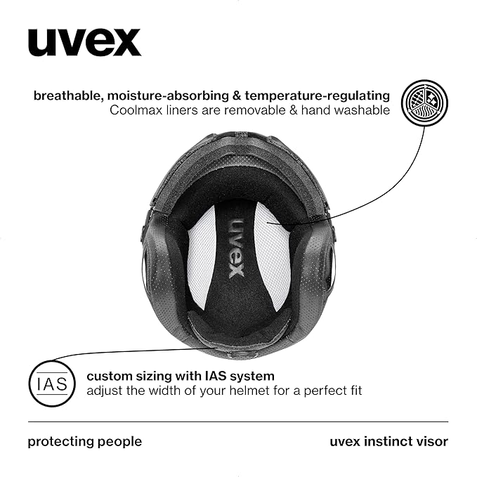 uvex Instinct Visor - Adjustable ski & Snowboard Helmet with Integrated Visor for Women & Men - White-Black Matte - Large